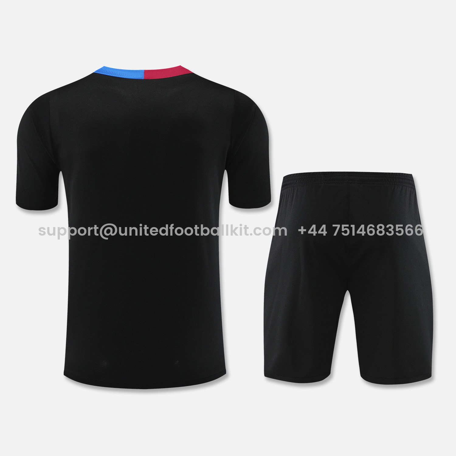 Unitedfootballkit.com | Barcelona 24-25 Short-Sleeve Training Set - Black Top & Shorts -Customize Name, Number and Patch | Worldwide Shipping