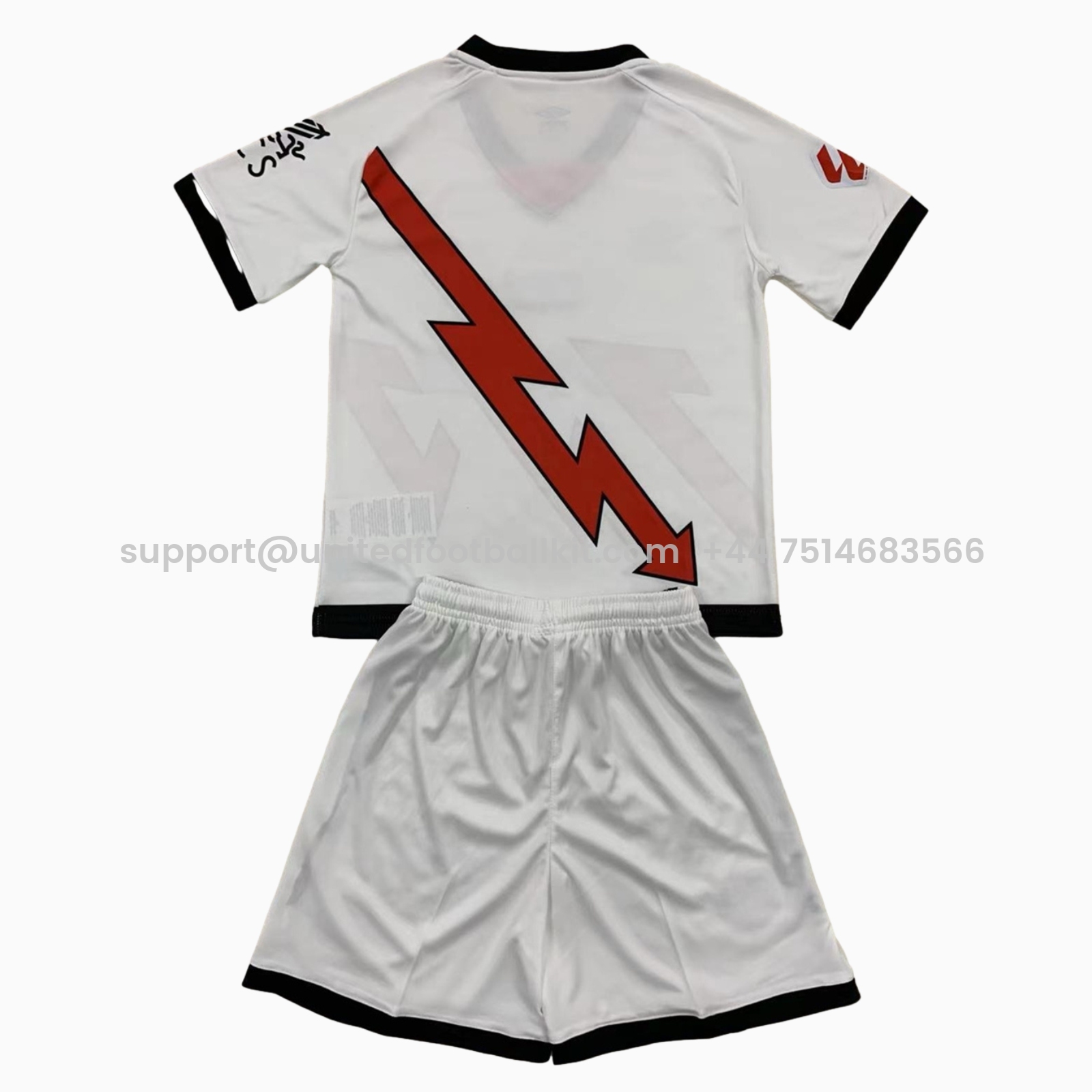 Unitedfootballkit.com | Rayo Vallecano 24-25 Home Kids Kit -Customize Name, Number and Patch | Worldwide Shipping