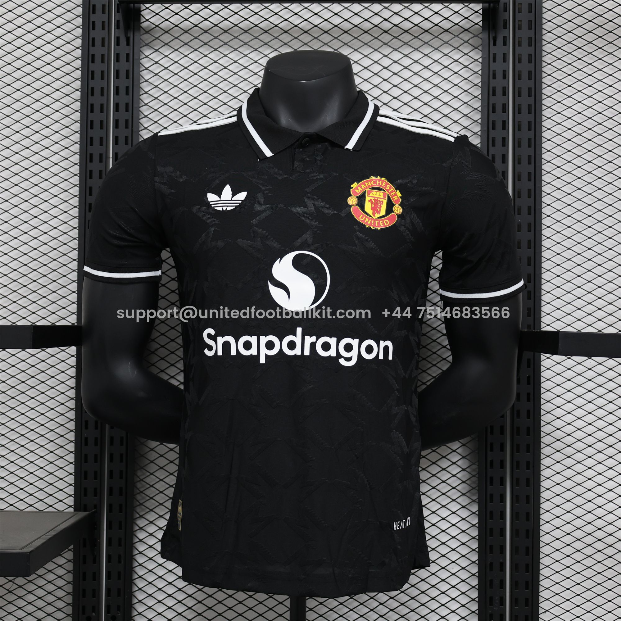 Unitedfootballkit.com | Manchester United 24-25 Black Trefoil Vintage Jersey - Player Version -Customize Name, Number and Patch | Worldwide Shipping