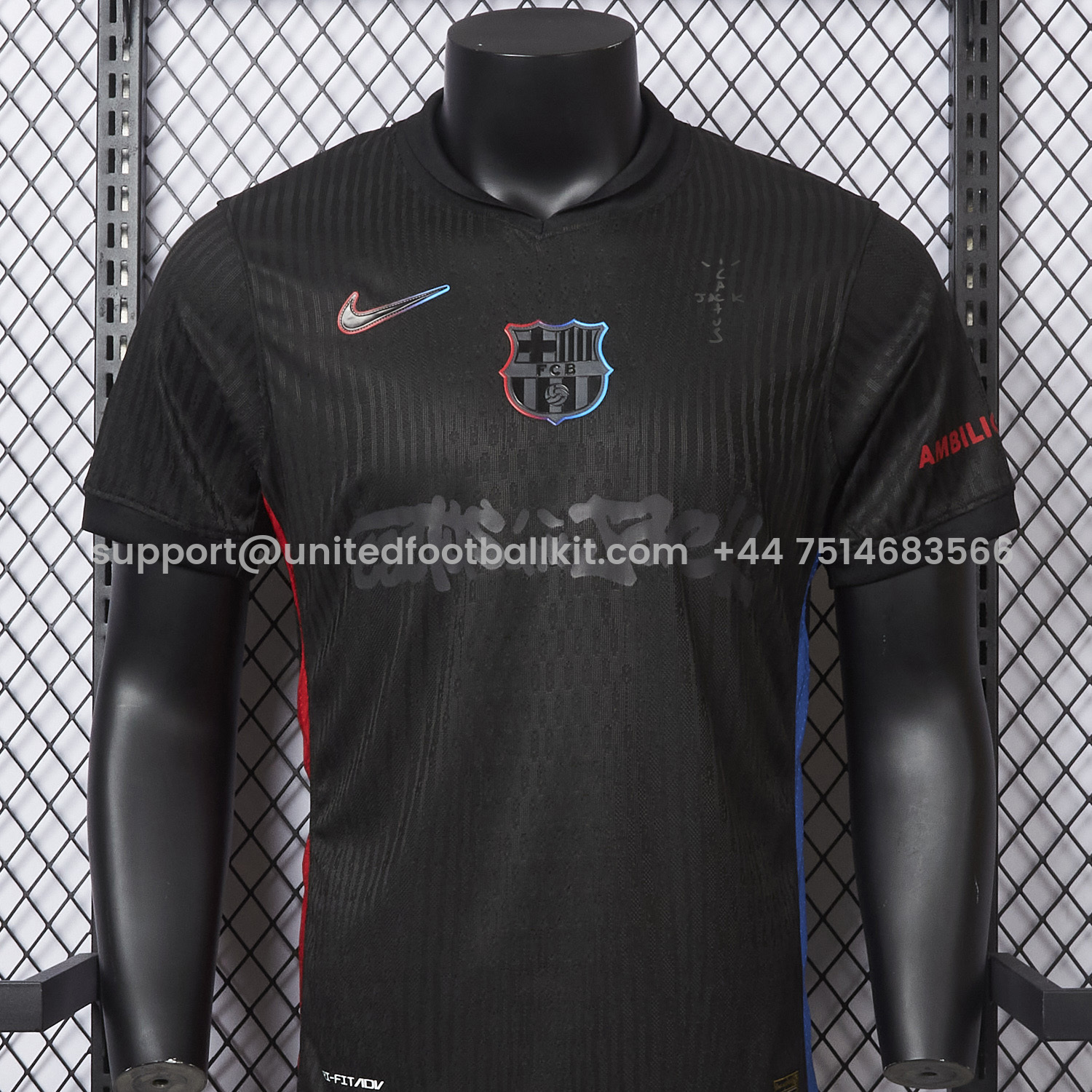 Unitedfootballkit.com | 【New】Barcelona x Travis Scott 24-25 Away Pure Black Jersey - Player Version -Customize Name, Number and Patch | Worldwide Shipping