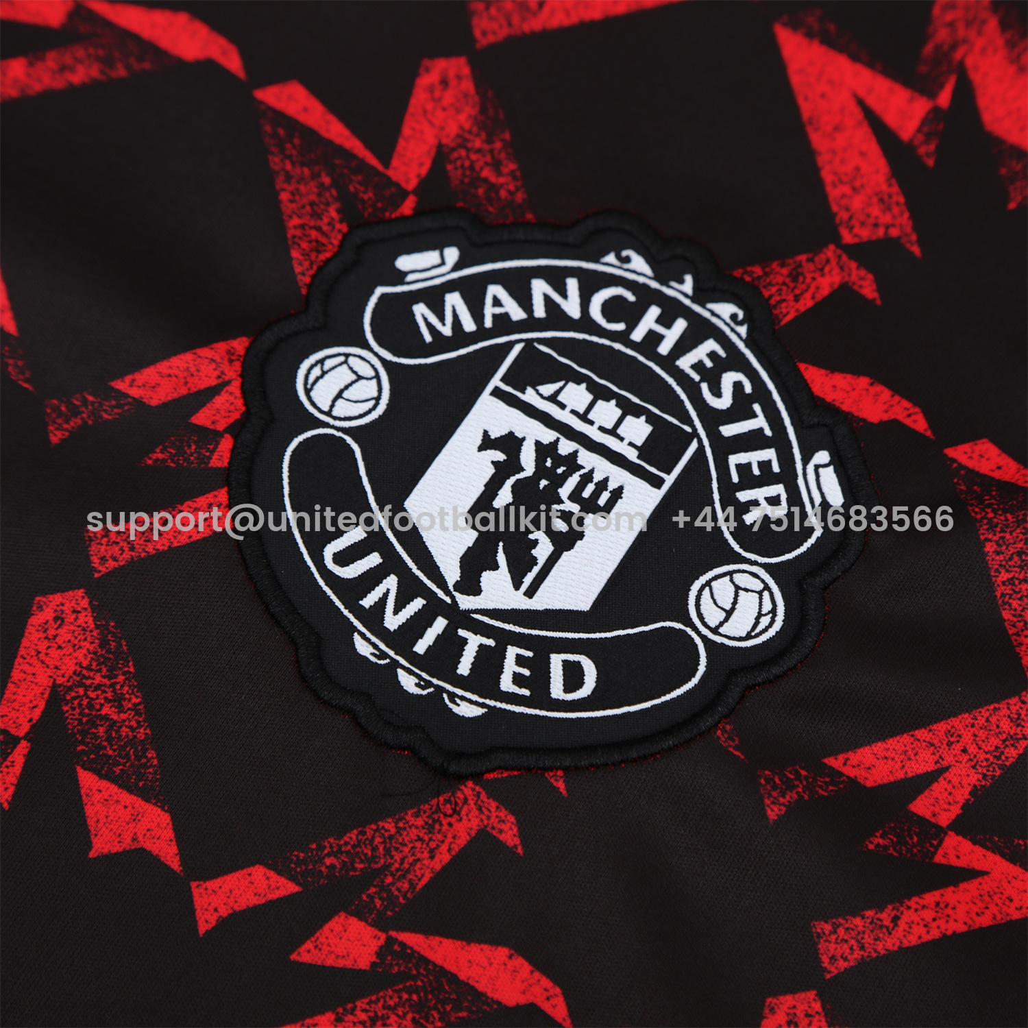 Unitedfootballkit.com | Manchester United 25-26 Pre-Match Vest Training Set - Red Top & Black Shorts -Customize Name, Number and Patch | Worldwide Shipping