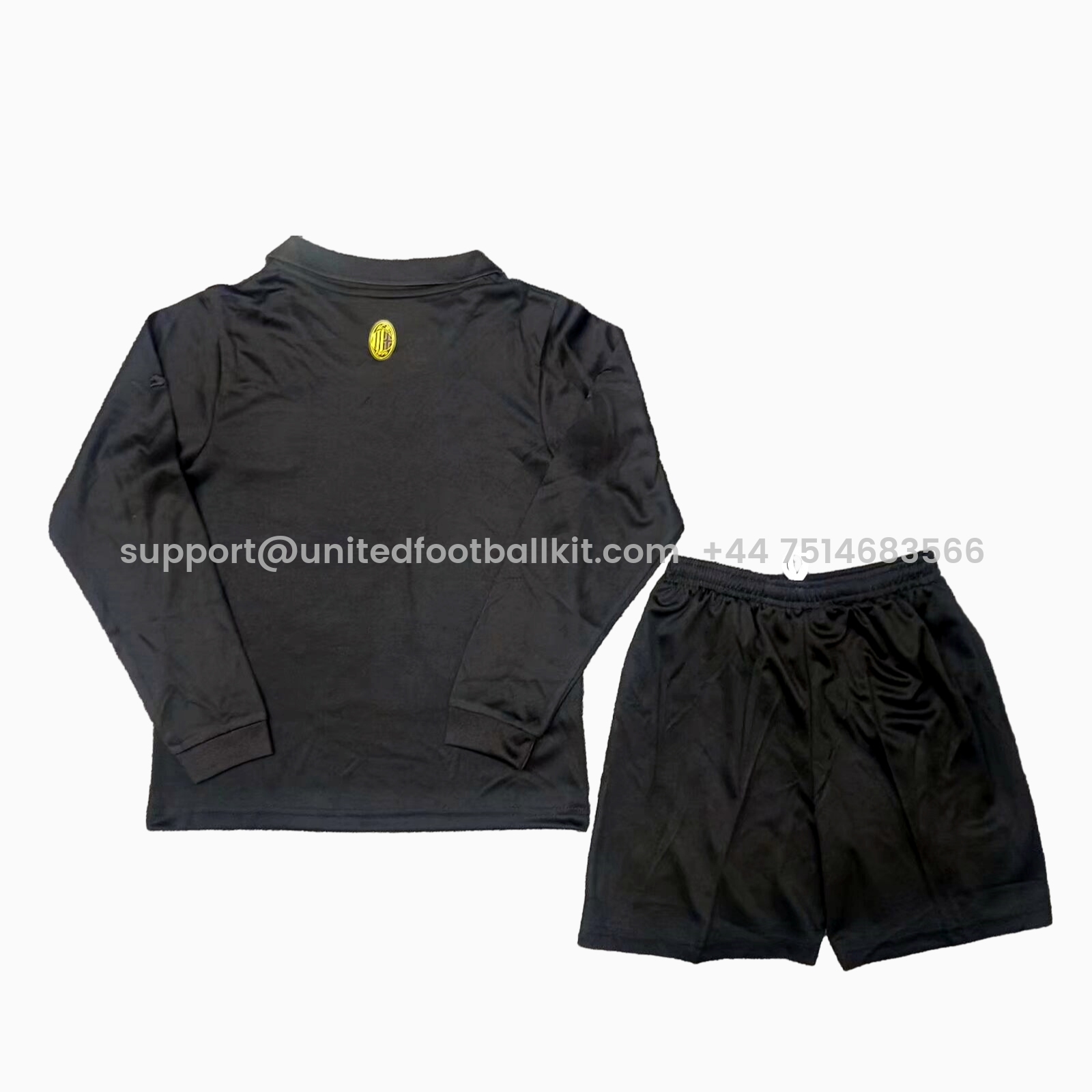 Unitedfootballkit.com | AC Milan 24-25 125th Anniversary Black GK Long Sleeves Kids Kit -Customize Name, Number and Patch | Worldwide Shipping