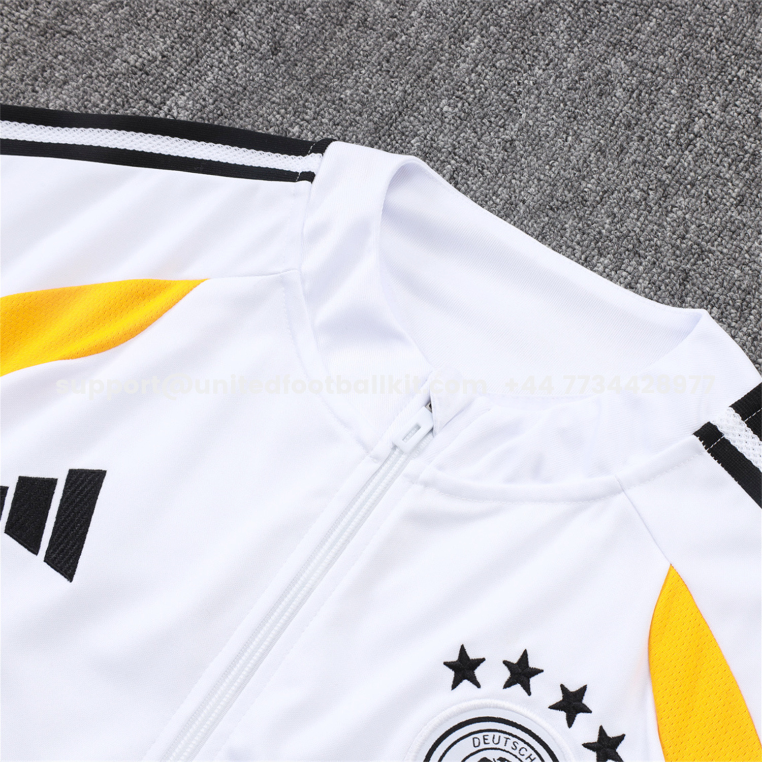 Unitedfootballkit.com | Germany 2026 Windbreaker Training Set - White Top and Black Pants -Customize Name, Number and Patch | Worldwide Shipping