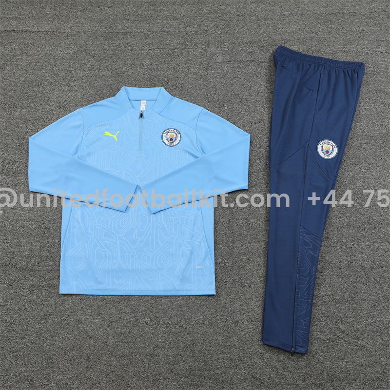 Unitedfootballkit.com | Manchester City 24-25 Long Sleeve Training Set - Light Blue -Customize Name, Number and Patch | Worldwide Shipping