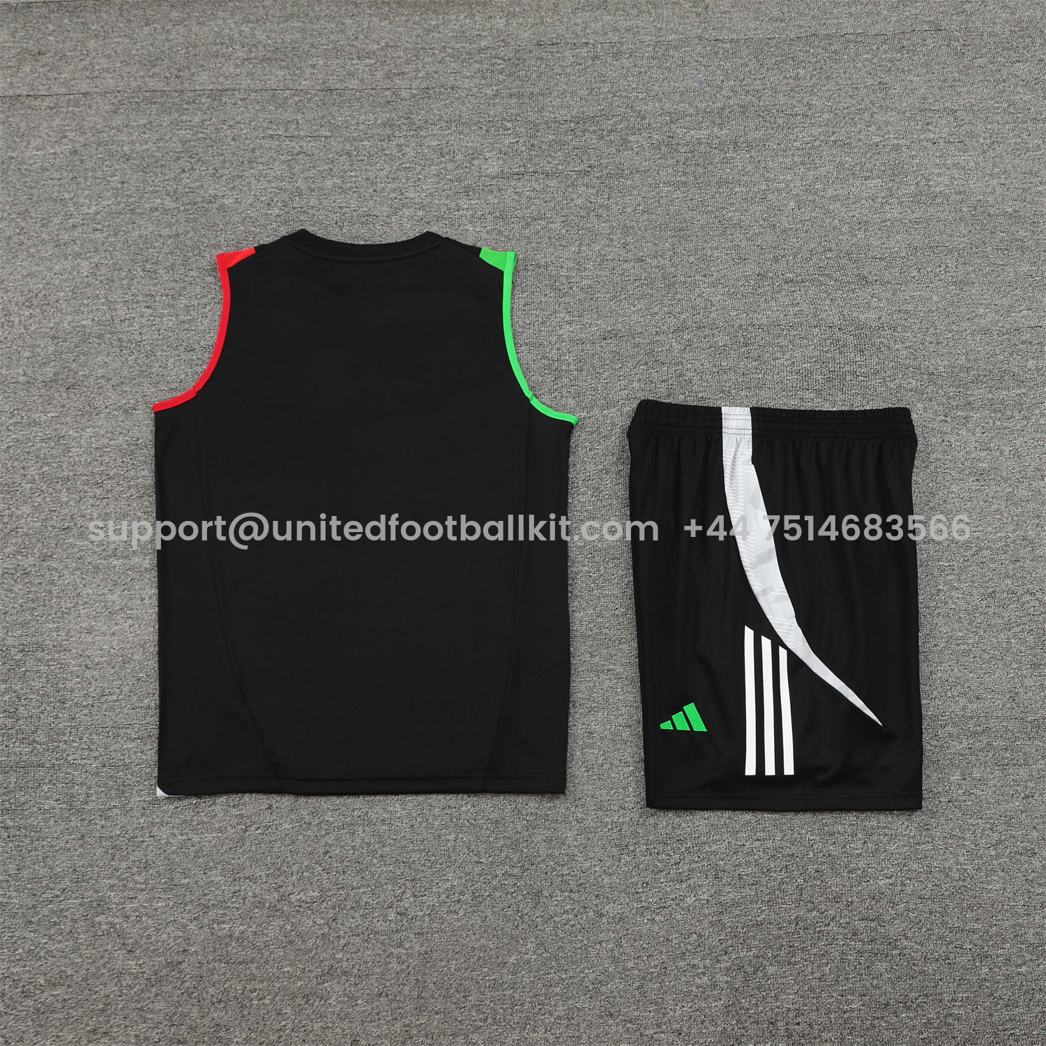 Unitedfootballkit.com | Arsenal 24-25 Vest Training Set - Black -Customize Name, Number and Patch | Worldwide Shipping