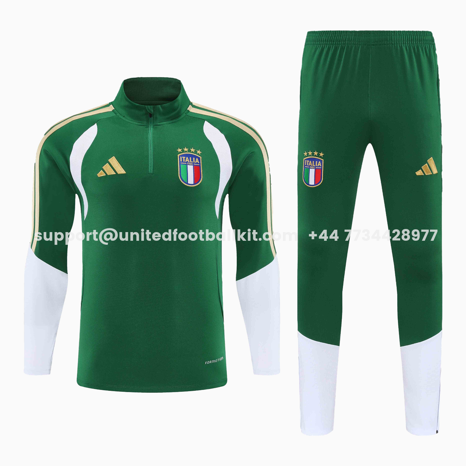 Unitedfootballkit.com | Italy 2026 Kids Long Sleeve Training Set - Green Top & Pants -Customize Name, Number and Patch | Worldwide Shipping