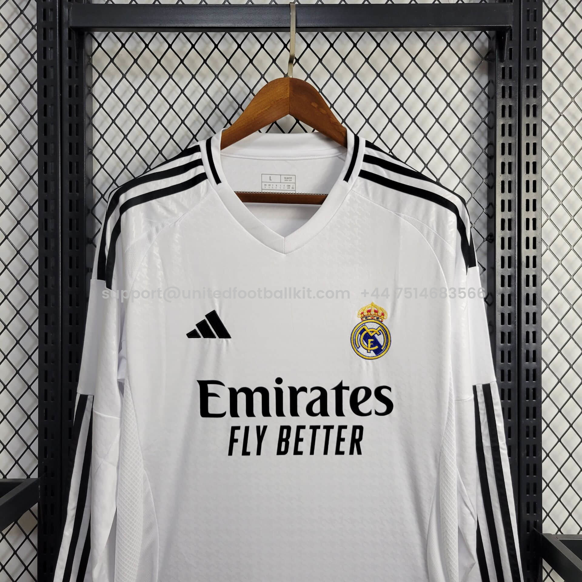 Unitedfootballkit.com | Real Madrid 24-25 Home Long Sleeve Jersey - Fans Version -Customize Name, Number and Patch | Worldwide Shipping