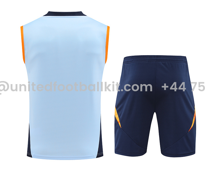 Unitedfootballkit.com | Real Madrid 24-25 Vest Training Set - Light Blue -Customize Name, Number and Patch | Worldwide Shipping