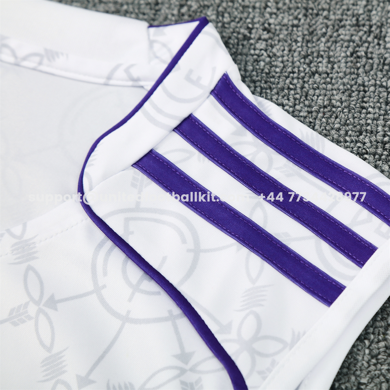 Unitedfootballkit.com | Real Madrid 25-26 Vest Training Set - Blue Edge White Vest & Black Shorts -Customize Name, Number and Patch | Worldwide Shipping