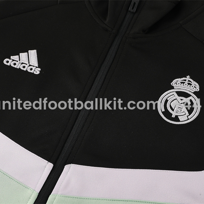 Unitedfootballkit.com | Real Madrid 24-25 Originals LFSTLR Jacket Training Tracksuit - Black and Light Green -Customize Name, Number and Patch | Worldwide Shipping