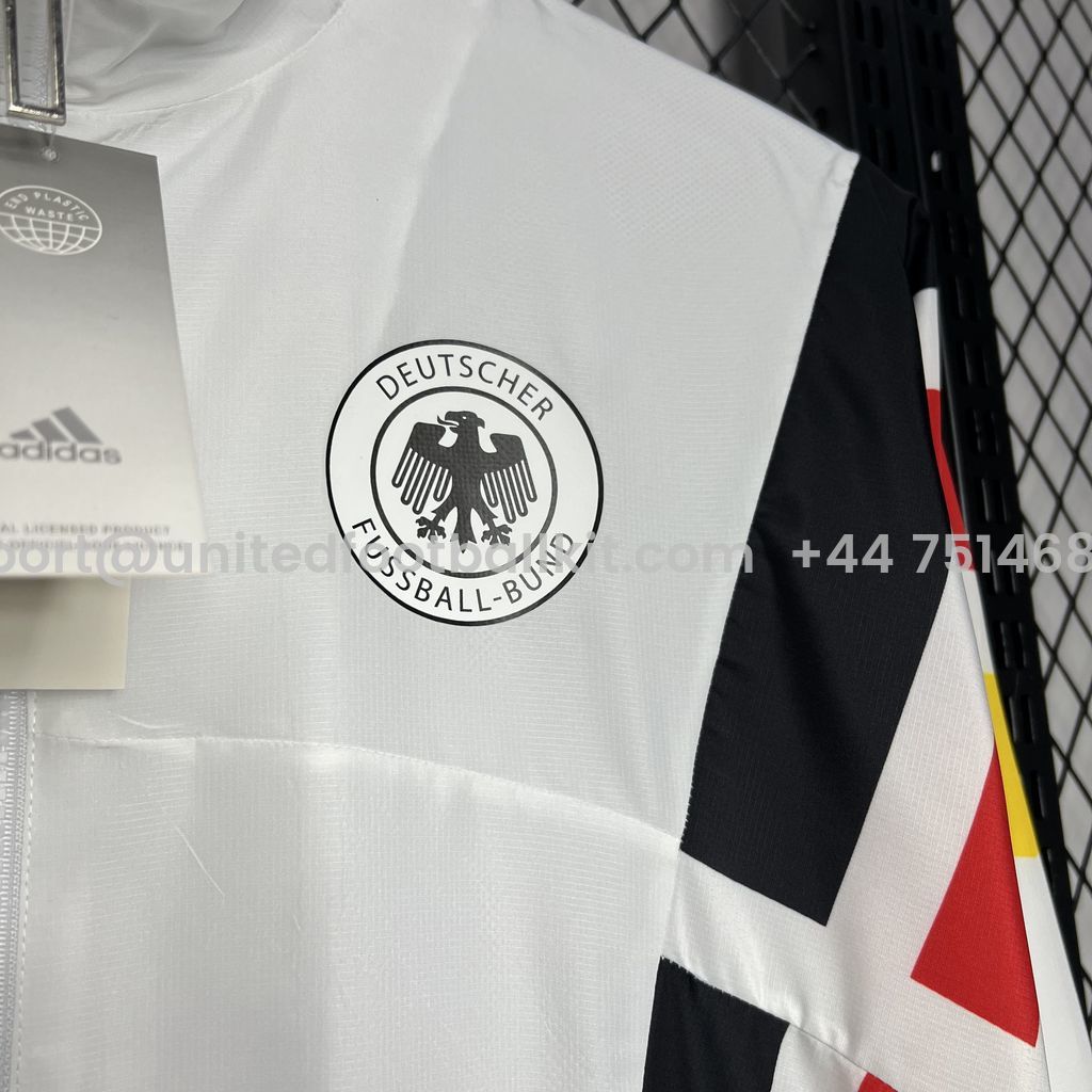 Unitedfootballkit.com | Germany 2024 White Windbreaker - Player Version -Customize Name, Number and Patch | Worldwide Shipping
