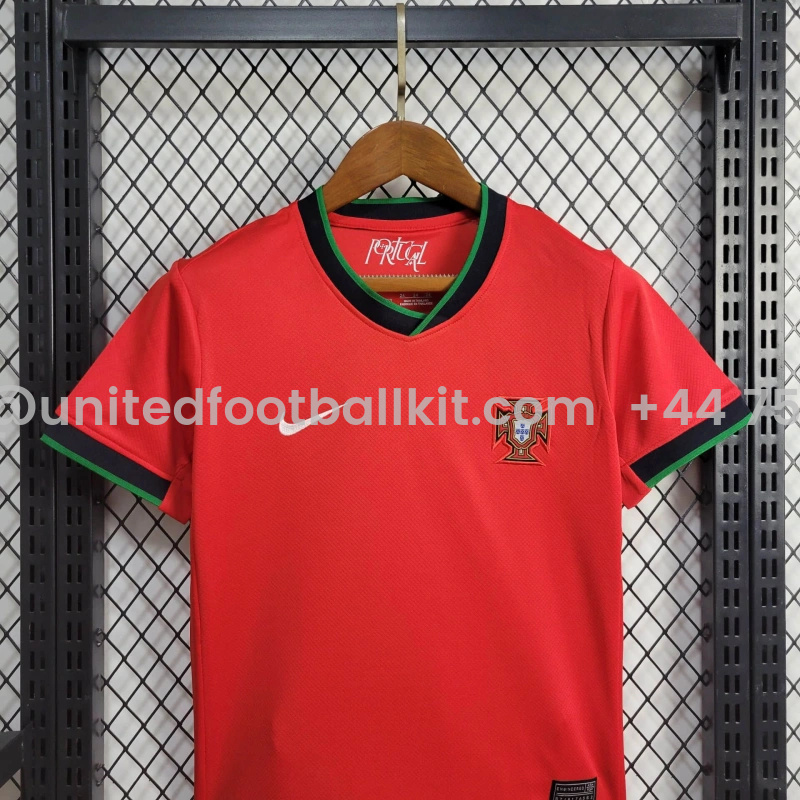 Unitedfootballkit.com | Portugal 2024 Home Stadium Kids Kit -Customize Name, Number and Patch | Worldwide Shipping