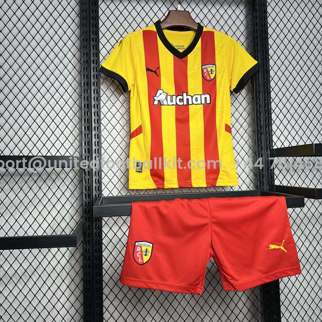 Unitedfootballkit.com | RC Lens 24-25 Home Stadium Kids Kit -Customize Name, Number and Patch | Worldwide Shipping