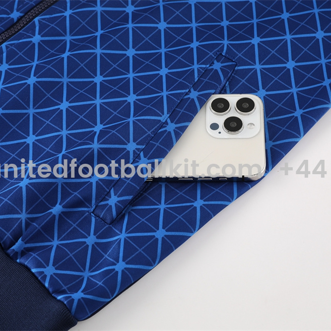 Unitedfootballkit.com | Paris Saint-Germain PSG 24-25 Jacket Training Tracksuit - Blue Plaid -Customize Name, Number and Patch | Worldwide Shipping