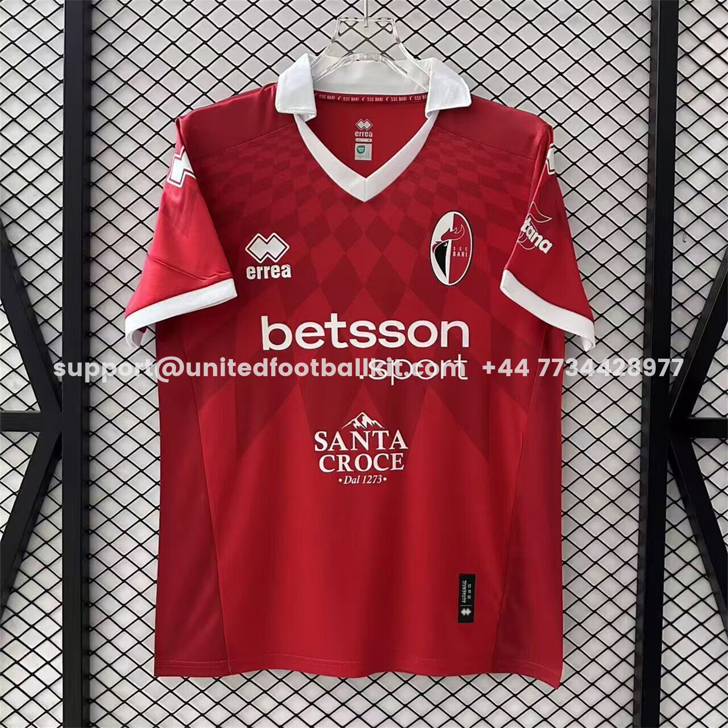 Unitedfootballkit.com | SSC Bari 25-26 Away Red Jersey - Fans Version -Customize Name, Number and Patch | Worldwide Shipping
