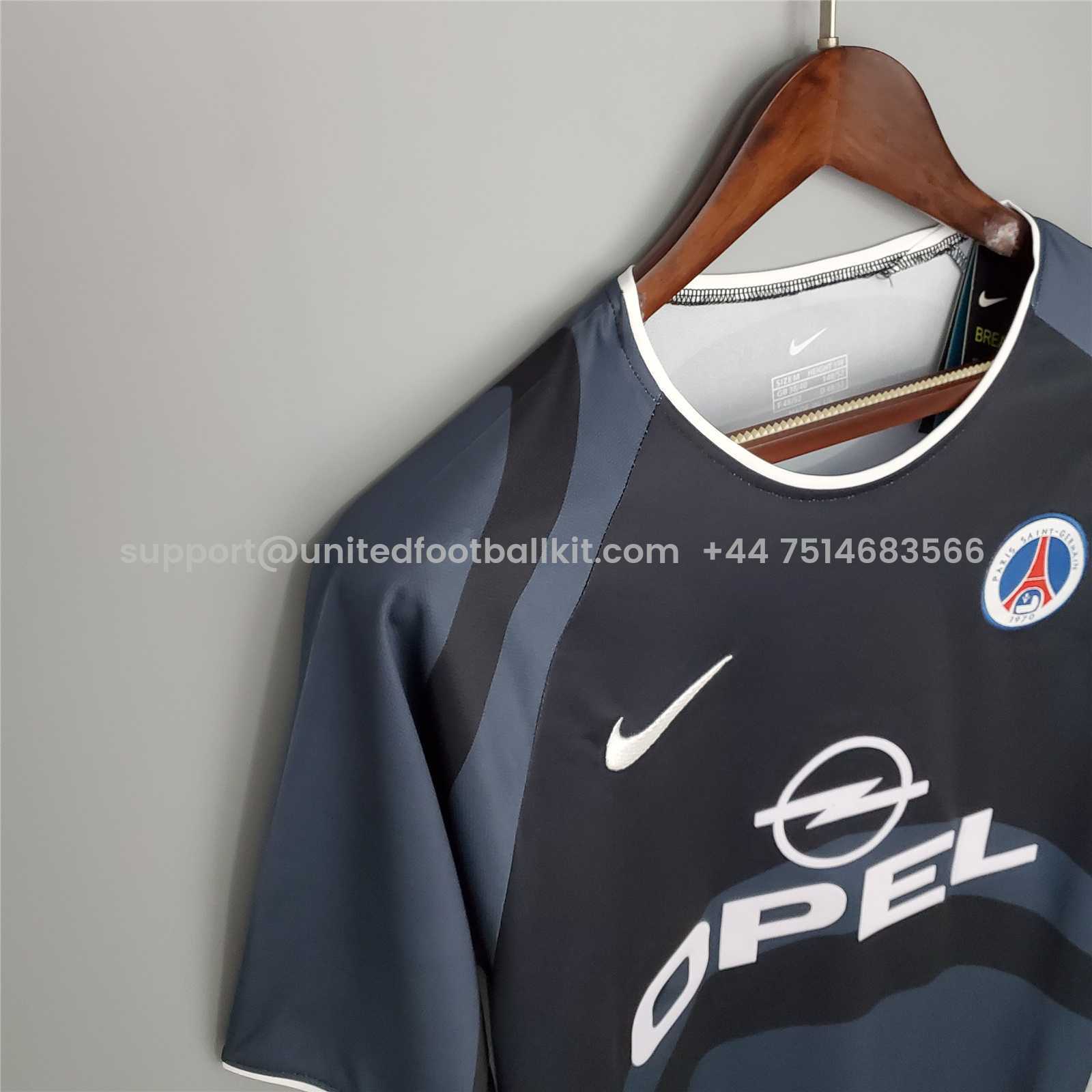 Unitedfootballkit.com | Retro Paris Saint-Germain PSG 2001-02 Third Jersey -Customize Name, Number and Patch | Worldwide Shipping