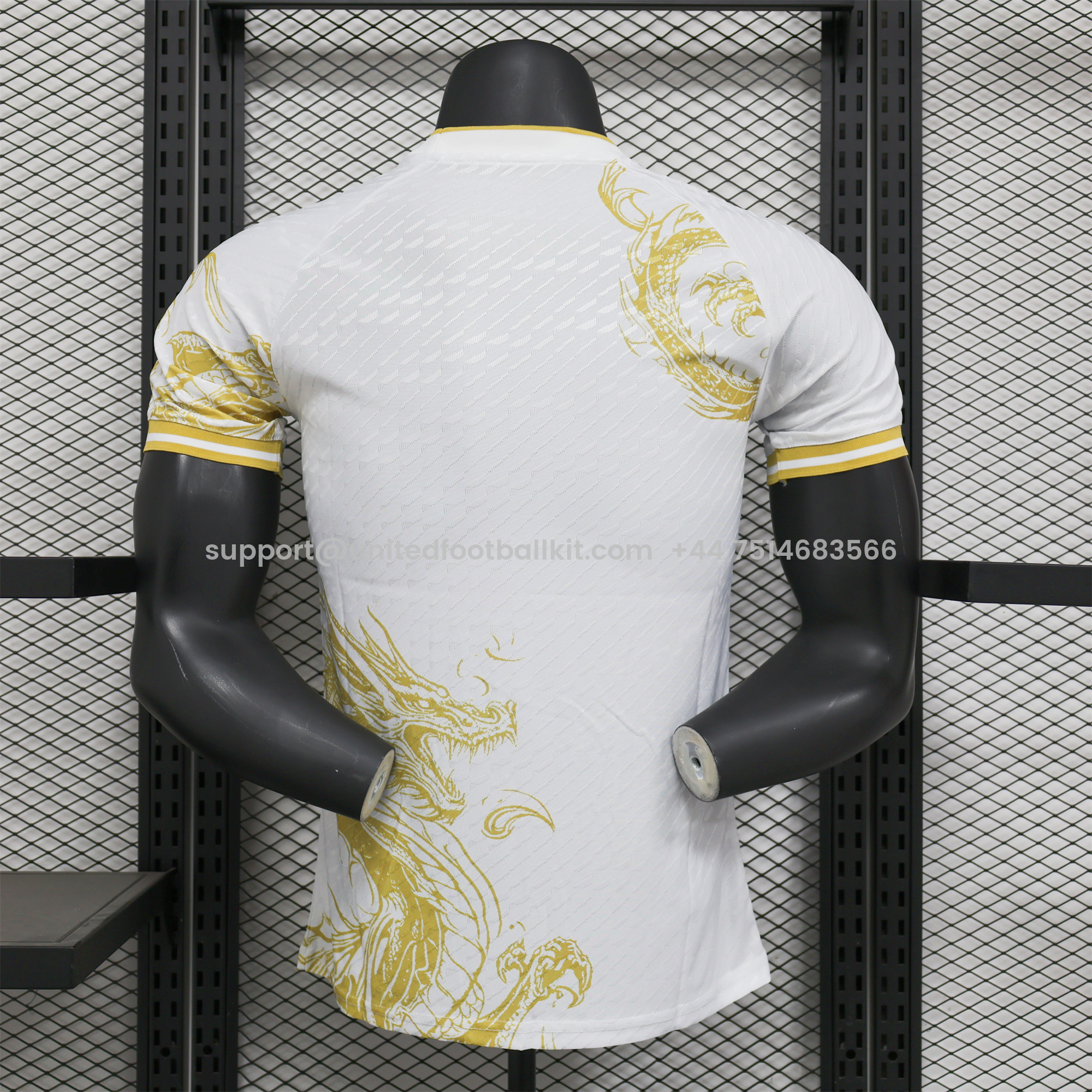 Unitedfootballkit.com | Real Madrid 24-25 Gold Dragons Pattern White Special Edition Jersey - Player Version -Customize Name, Number and Patch | Worldwide Shipping