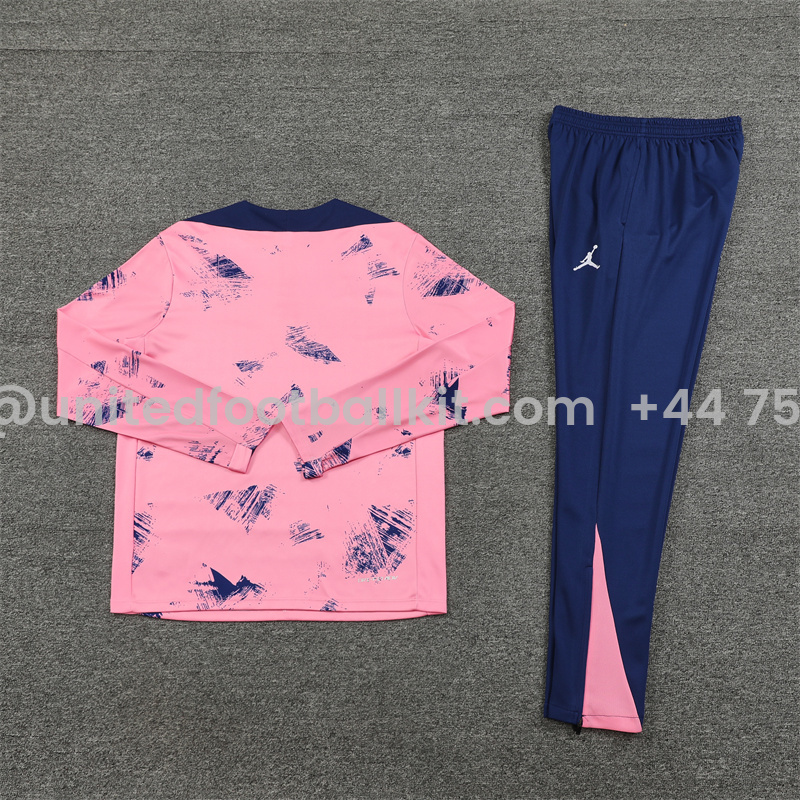 Unitedfootballkit.com | Paris Saint-Germain PSG 24-25 Long Sleeve Training Set - Pink -Customize Name, Number and Patch | Worldwide Shipping
