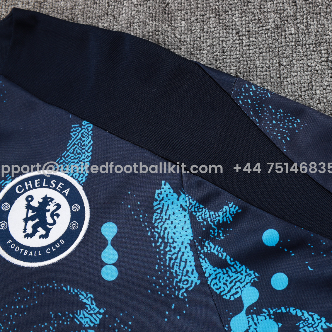 Unitedfootballkit.com | C.H.E.L.S.E.A 24-25 Long Sleeve Training Set - Royal Blue with Blue Dots -Customize Name, Number and Patch | Worldwide Shipping