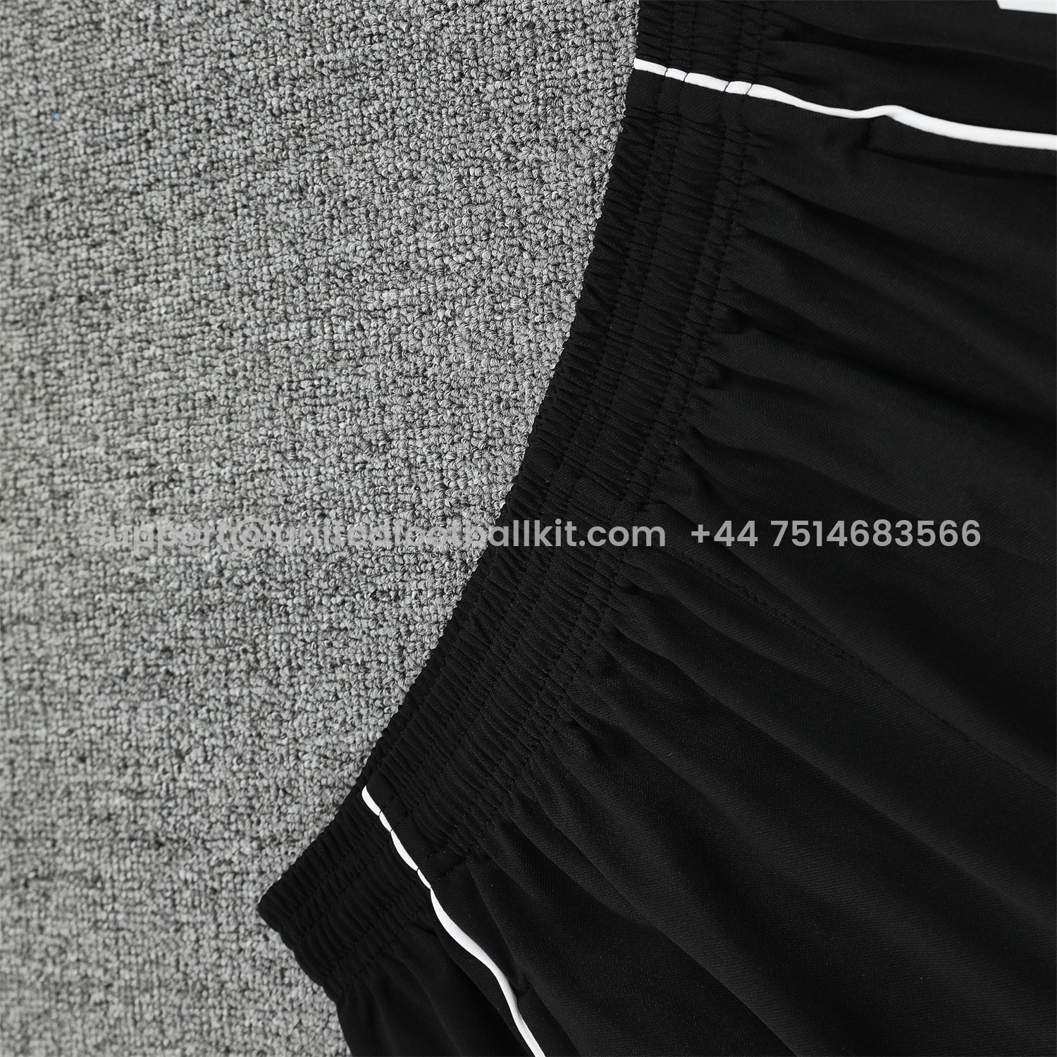 Unitedfootballkit.com | Real Madrid 25-26 Short-Sleeve Training Set - Grey Arrow Pattern Top & Black Shorts -Customize Name, Number and Patch | Worldwide Shipping