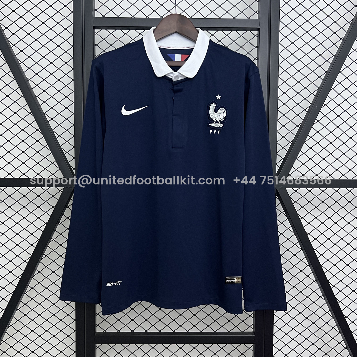 Unitedfootballkit.com | Retro France 2014 Home Long Sleeves Jersey -Customize Name, Number and Patch | Worldwide Shipping