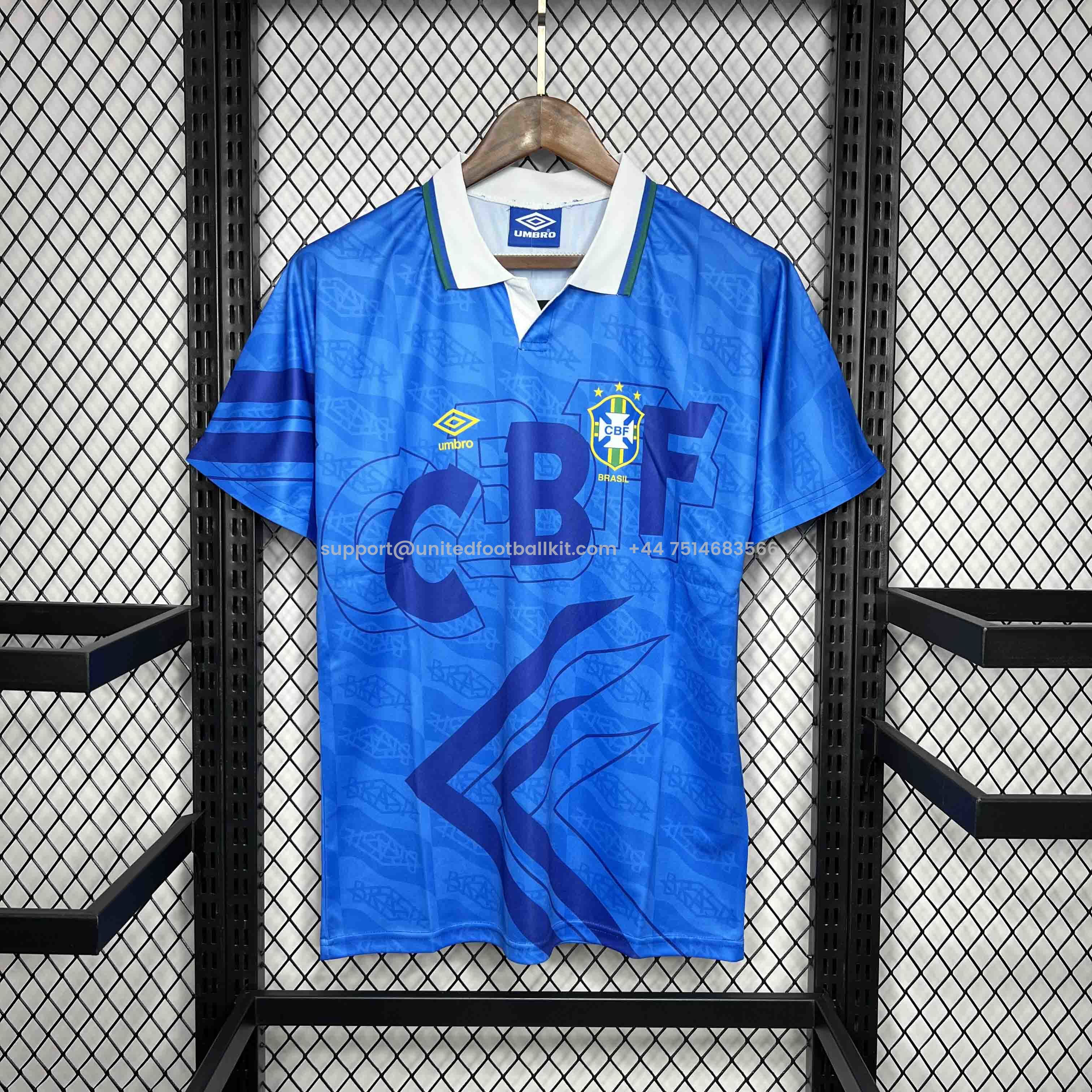 Unitedfootballkit.com | Retro Brazil 1991-93 Away Jersey -Customize Name, Number and Patch | Worldwide Shipping