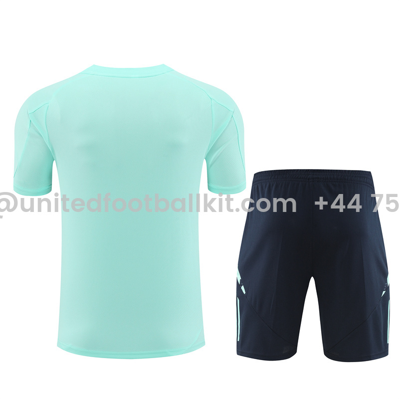 Unitedfootballkit.com | Real Madrid 24-25 Short-Sleeve Training Set - Lake Blue -Customize Name, Number and Patch | Worldwide Shipping