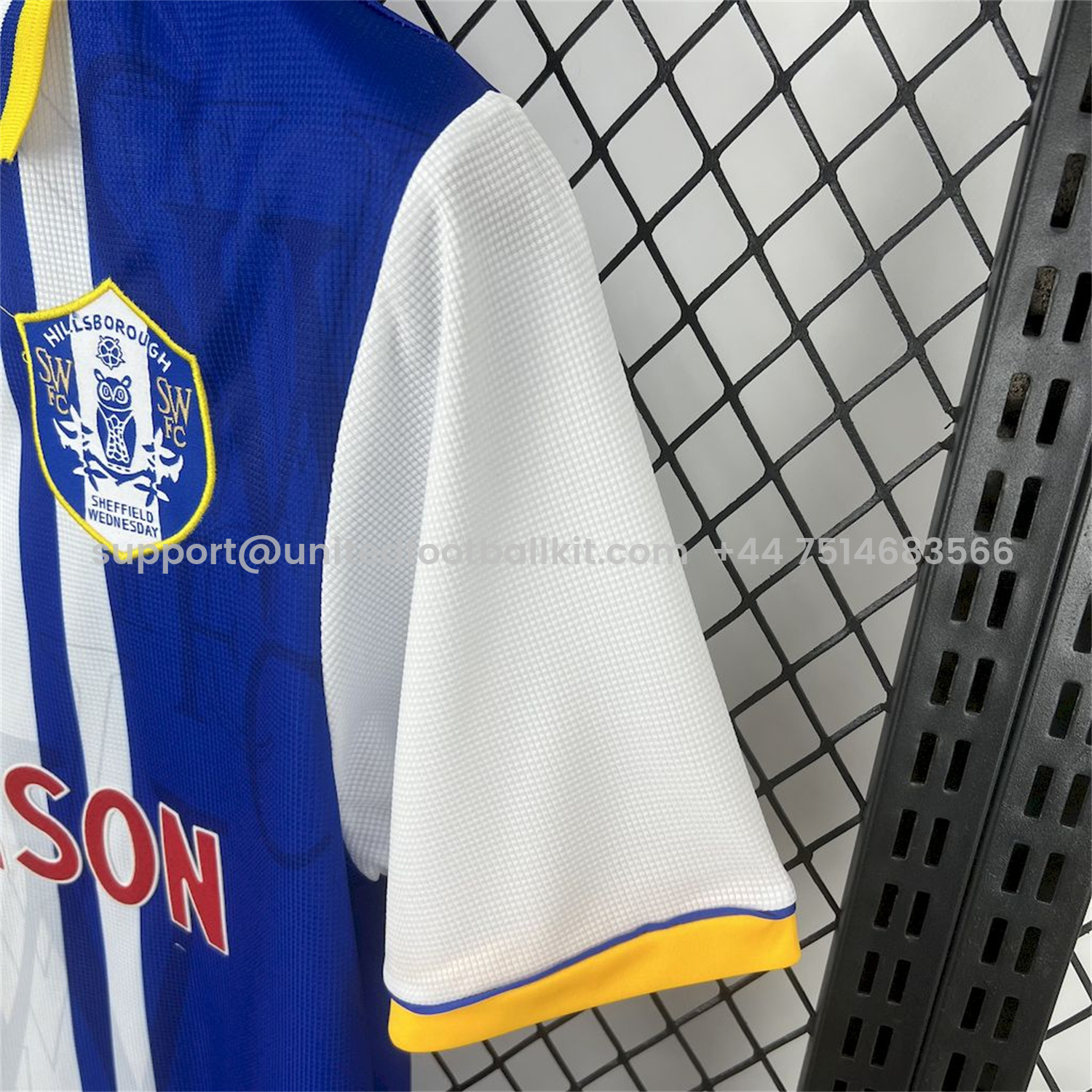 Unitedfootballkit.com | Retro Sheffield Wednesday 1996-97 Home Jersey -Customize Name, Number and Patch | Worldwide Shipping