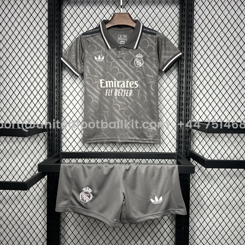Unitedfootballkit.com | Real Madrid 24-25 Third Kids Kit -Customize Name, Number and Patch | Worldwide Shipping