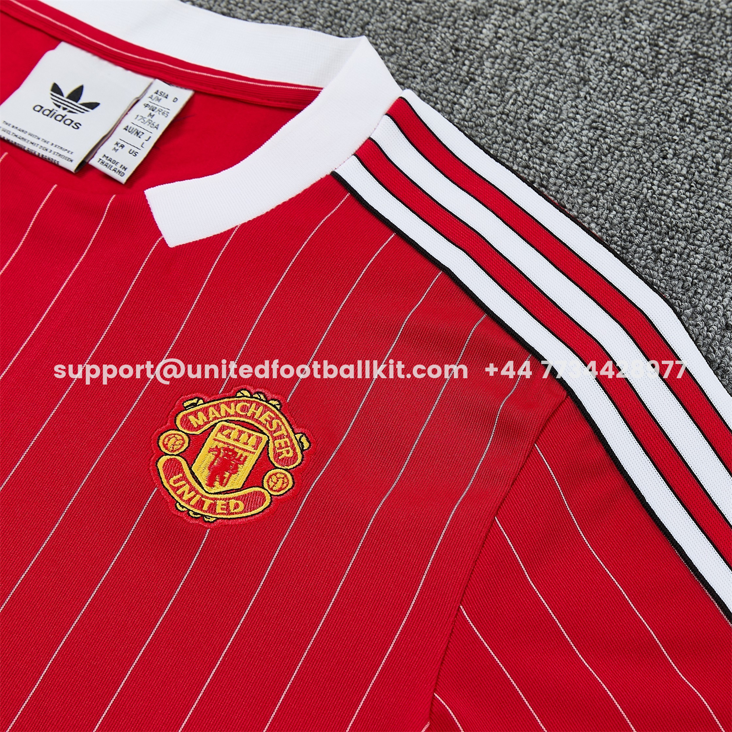 Unitedfootballkit.com | Manchester United 25-26 Retro Style Short-Sleeve Training Set - Red With White Stripes Top & Pants -Customize Name, Number and Patch | Worldwide Shipping