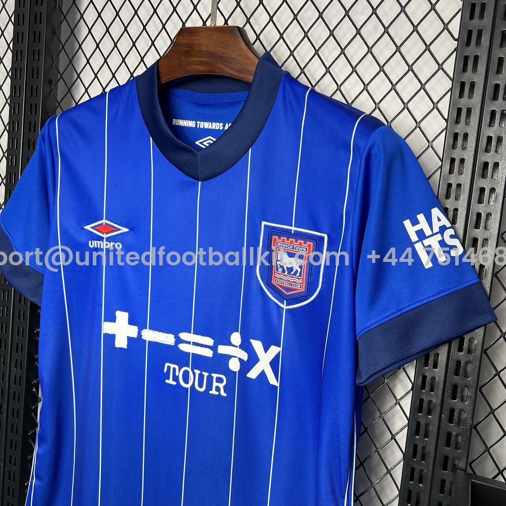 Unitedfootballkit.com | Ipswich Town 24-25 Home Stadium Jersey - Fans Version -Customize Name, Number and Patch | Worldwide Shipping