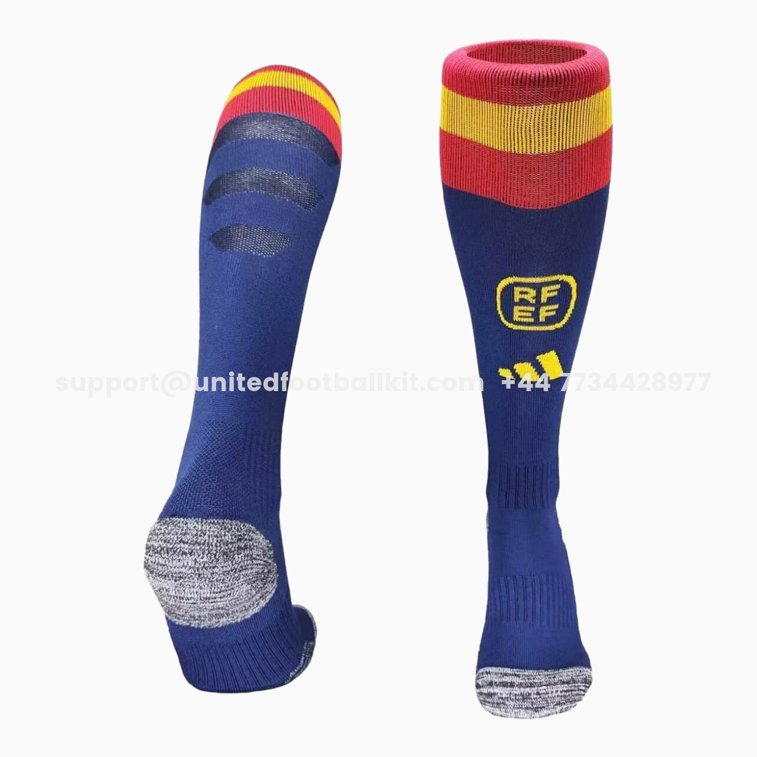 Unitedfootballkit.com | Spain 2026 Home Socks - Blue -Customize Name, Number and Patch | Worldwide Shipping