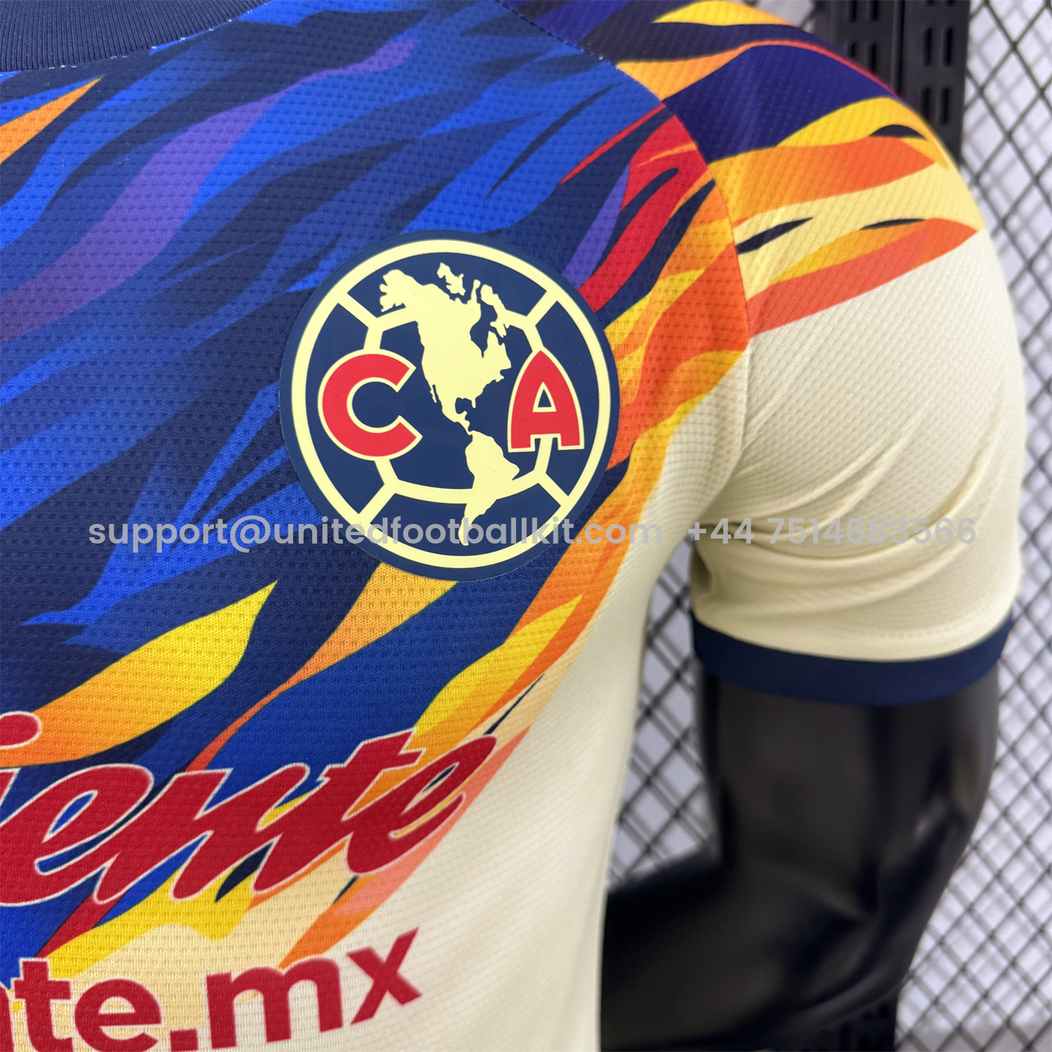 Unitedfootballkit.com | Club América 25-26 Blue Neck Light Yellow Special Jersey - Player Version -Customize Name, Number and Patch | Worldwide Shipping