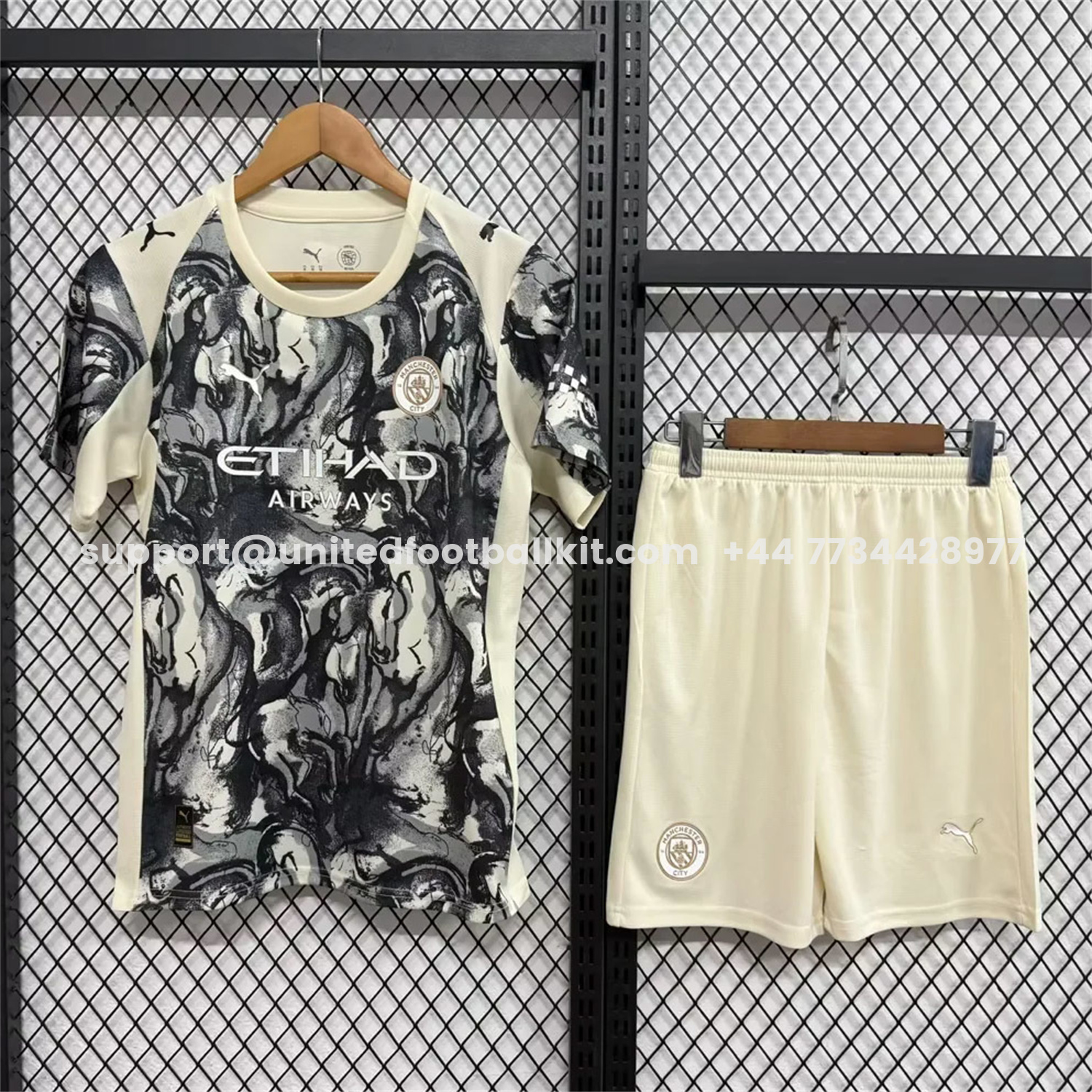 Unitedfootballkit.com | Manchester City 25-26 Year of the Horse Ink Painting Special Kids Kit -Customize Name, Number and Patch | Worldwide Shipping