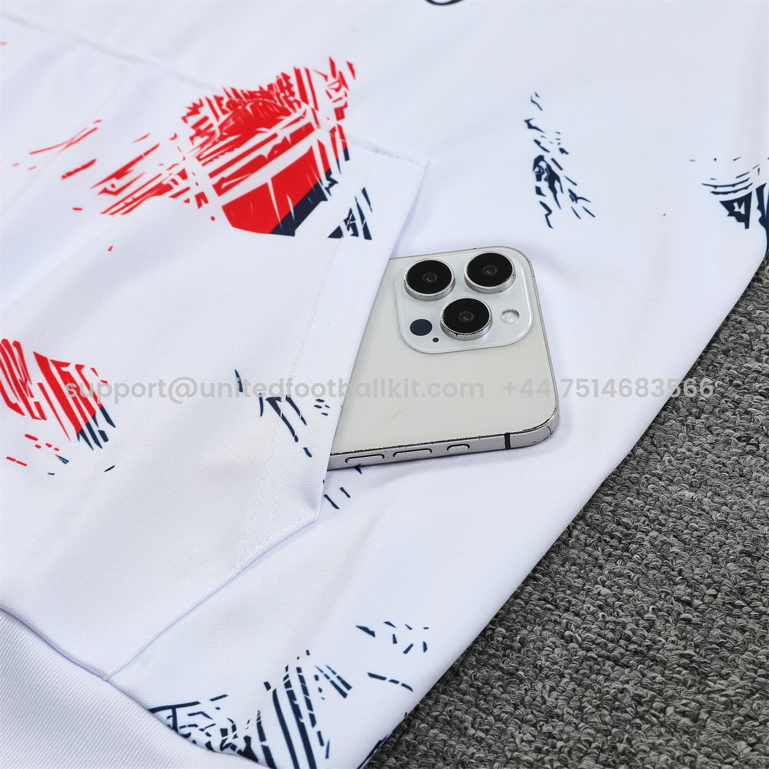 Unitedfootballkit.com | Paris Saint-Germain PSG 24-25 Training Hoodie Set - White Hoodie and Deep Blue Pants -Customize Name, Number and Patch | Worldwide Shipping