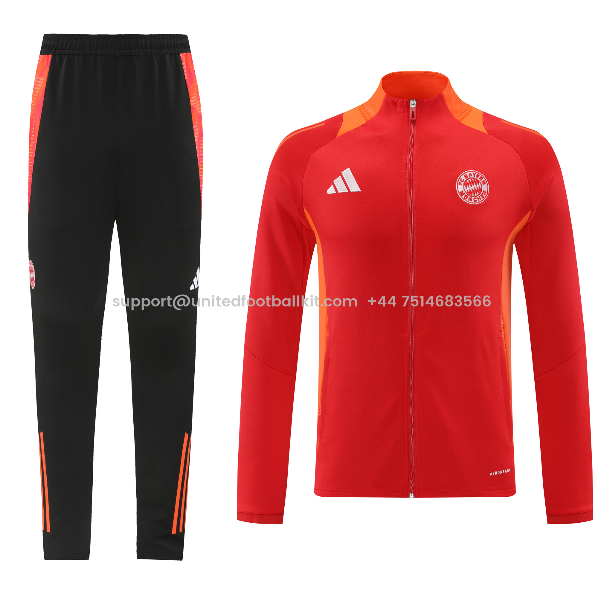 Unitedfootballkit.com | Bayern Munich 24-25 Jacket Training Tracksuit - Red & Black -Customize Name, Number and Patch | Worldwide Shipping