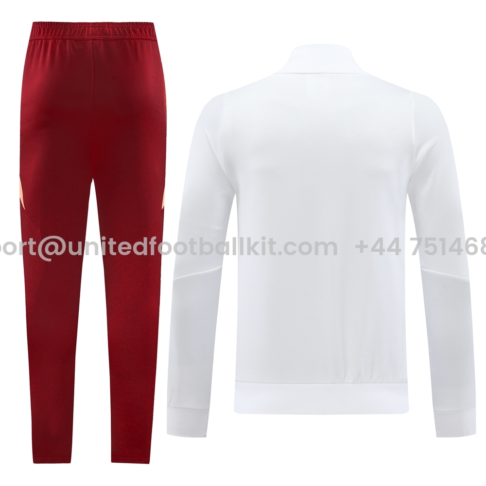Unitedfootballkit.com | AS Roma 24-25 Originals LFSTLR Jacket Training Tracksuit - White Top and Red Pant -Customize Name, Number and Patch | Worldwide Shipping