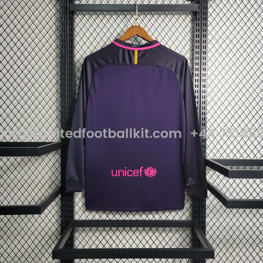 Unitedfootballkit.com | Retro Barcelona 16-17 Away Stadium Long Sleeve Jersey -Customize Name, Number and Patch | Worldwide Shipping