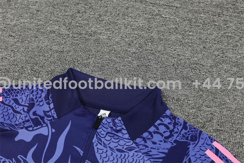 Unitedfootballkit.com | Real Madrid 24-25 Long Sleeve Training Set - Blue Dragon -Customize Name, Number and Patch | Worldwide Shipping