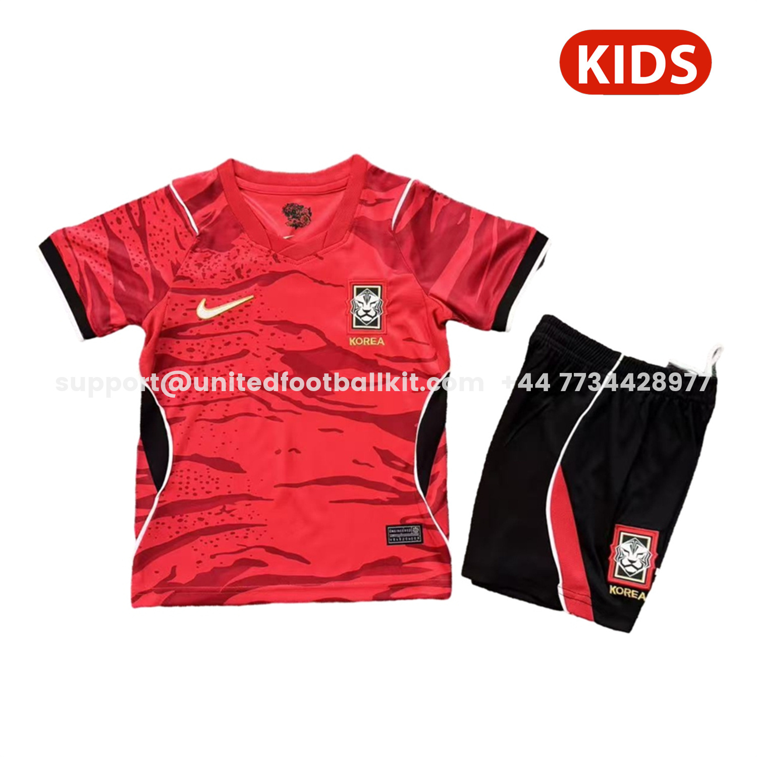 Unitedfootballkit.com | South Korea 2026 Home Kids Kit -Customize Name, Number and Patch | Worldwide Shipping