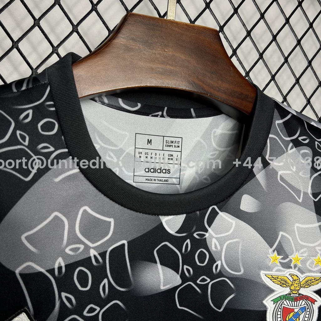 Unitedfootballkit.com | Benfica 24-25 Black Pre-match Training Jersey - Fans Version -Customize Name, Number and Patch | Worldwide Shipping