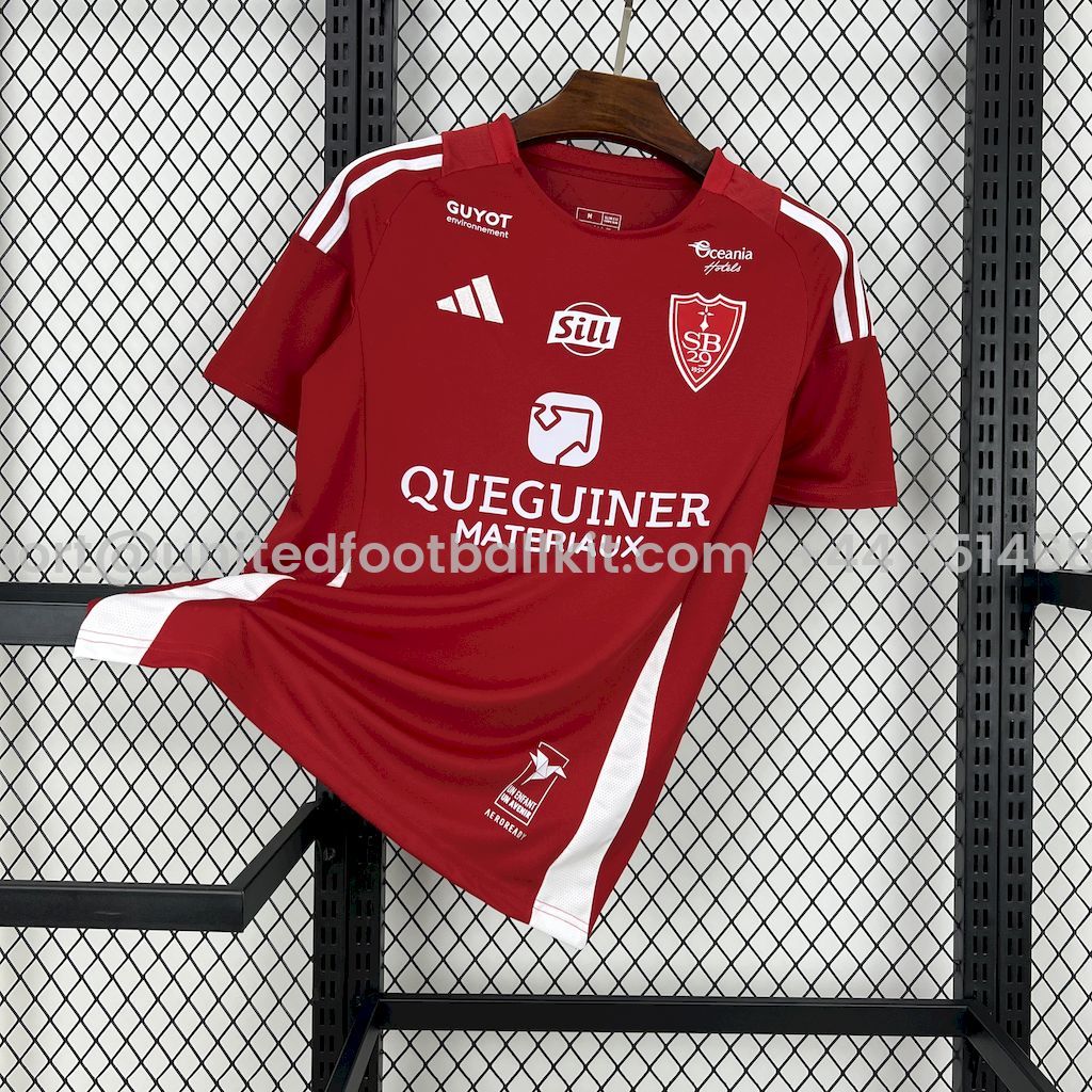 Unitedfootballkit.com | Stade Brestois 24-25 Home Jersey - Fans Version -Customize Name, Number and Patch | Worldwide Shipping