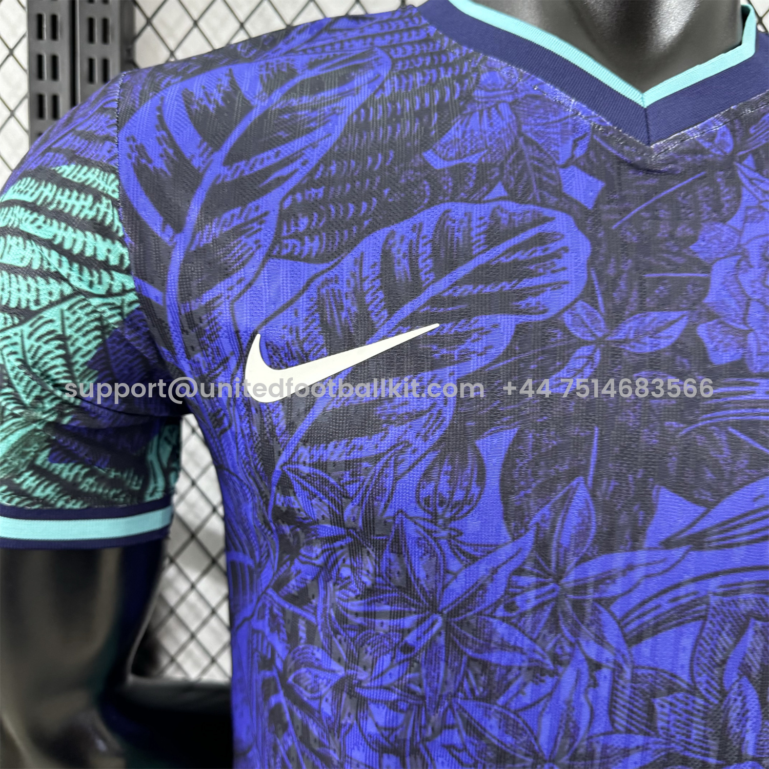 Unitedfootballkit.com | Brazil 25-26 Blue Flowers and Leaves Jersey - Player Version -Customize Name, Number and Patch | Worldwide Shipping