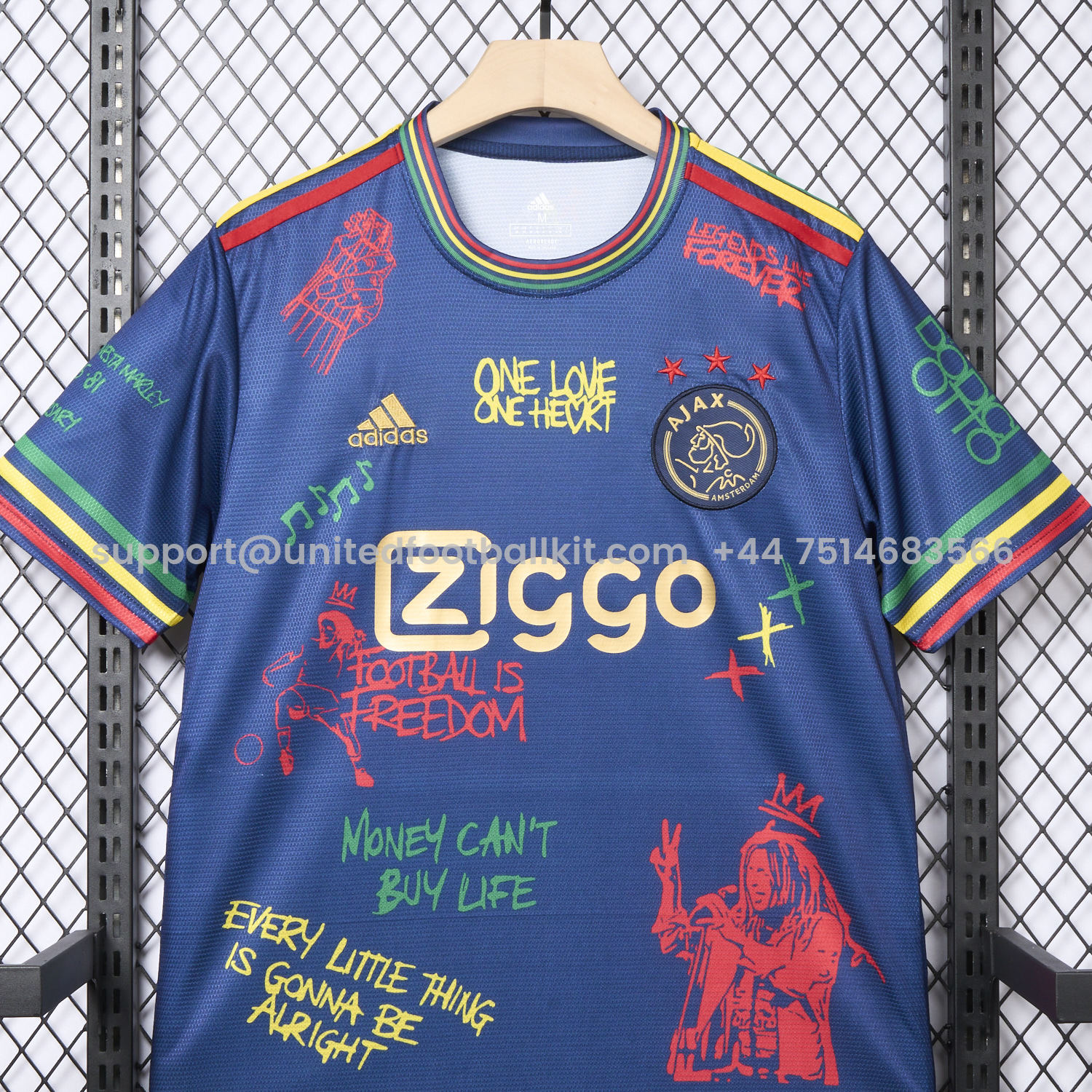 Unitedfootballkit.com | Ajax x B-O-B Marly 2025-26 40th Blue Special Edition Jersey - Fans Version -Customize Name, Number and Patch | Worldwide Shipping