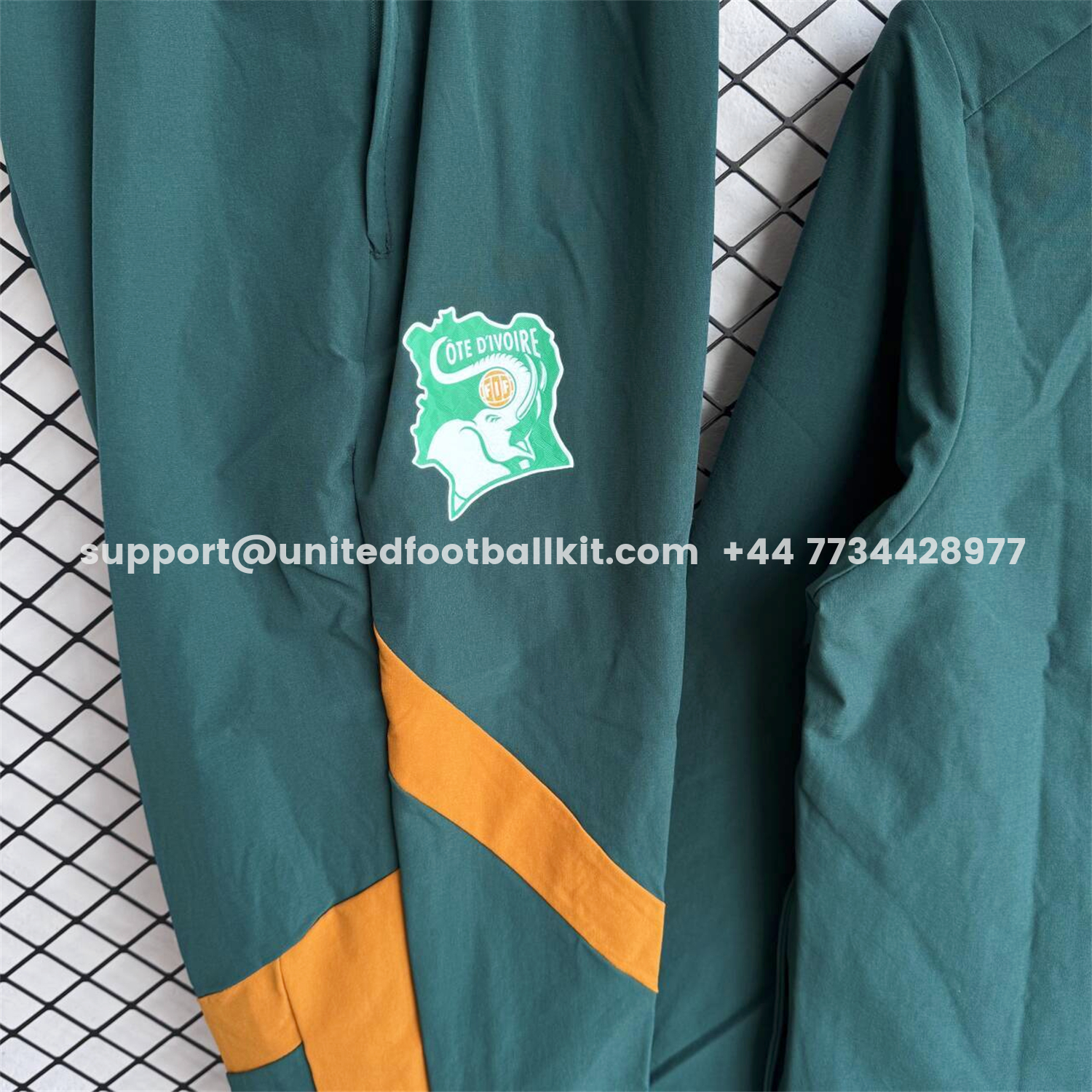 Unitedfootballkit.com | Ivory Coast 2026 Windbreaker Training Set - Green With Orange Top and Pants -Customize Name, Number and Patch | Worldwide Shipping
