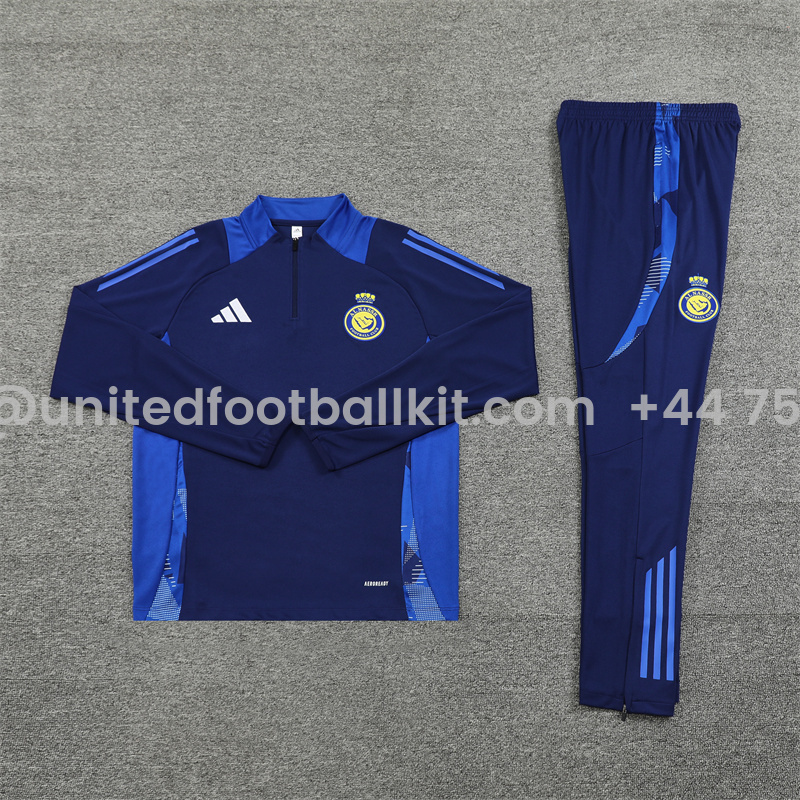 Unitedfootballkit.com | Al Nassr Riyadh Victory 24-25 Long Sleeve Training Set - Royal Blue -Customize Name, Number and Patch | Worldwide Shipping