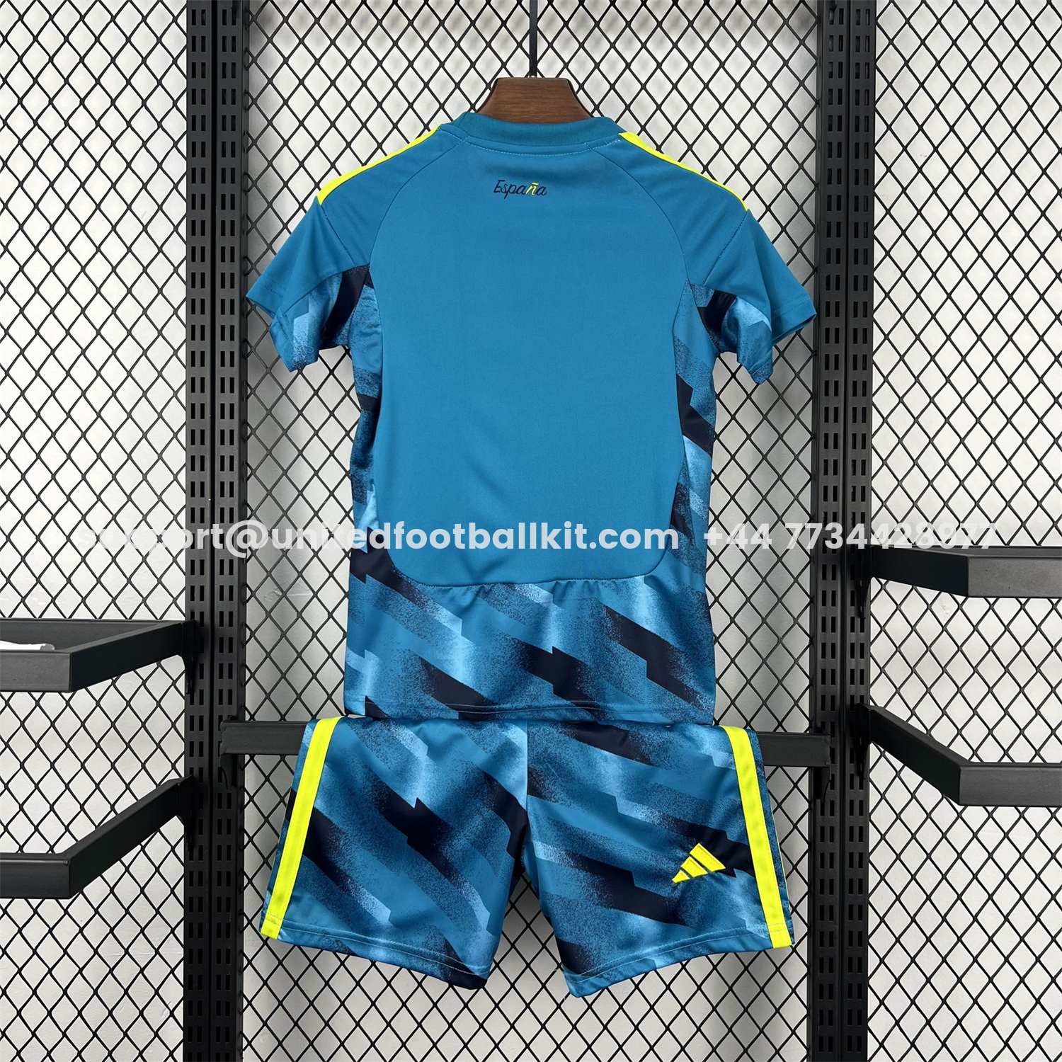 Unitedfootballkit.com | Spain 2026 Lake Blue Goalkeeper Kids Kit -Customize Name, Number and Patch | Worldwide Shipping