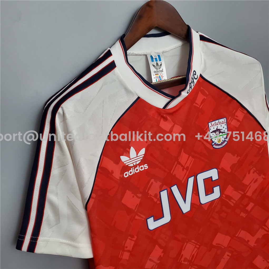Unitedfootballkit.com | Retro Arsenal 90-92 Home Stadium Jersey -Customize Name, Number and Patch | Worldwide Shipping