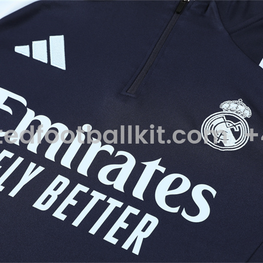 Unitedfootballkit.com | Real Madrid 24-25 Long Sleeve Training Set - Deep Blue -Customize Name, Number and Patch | Worldwide Shipping