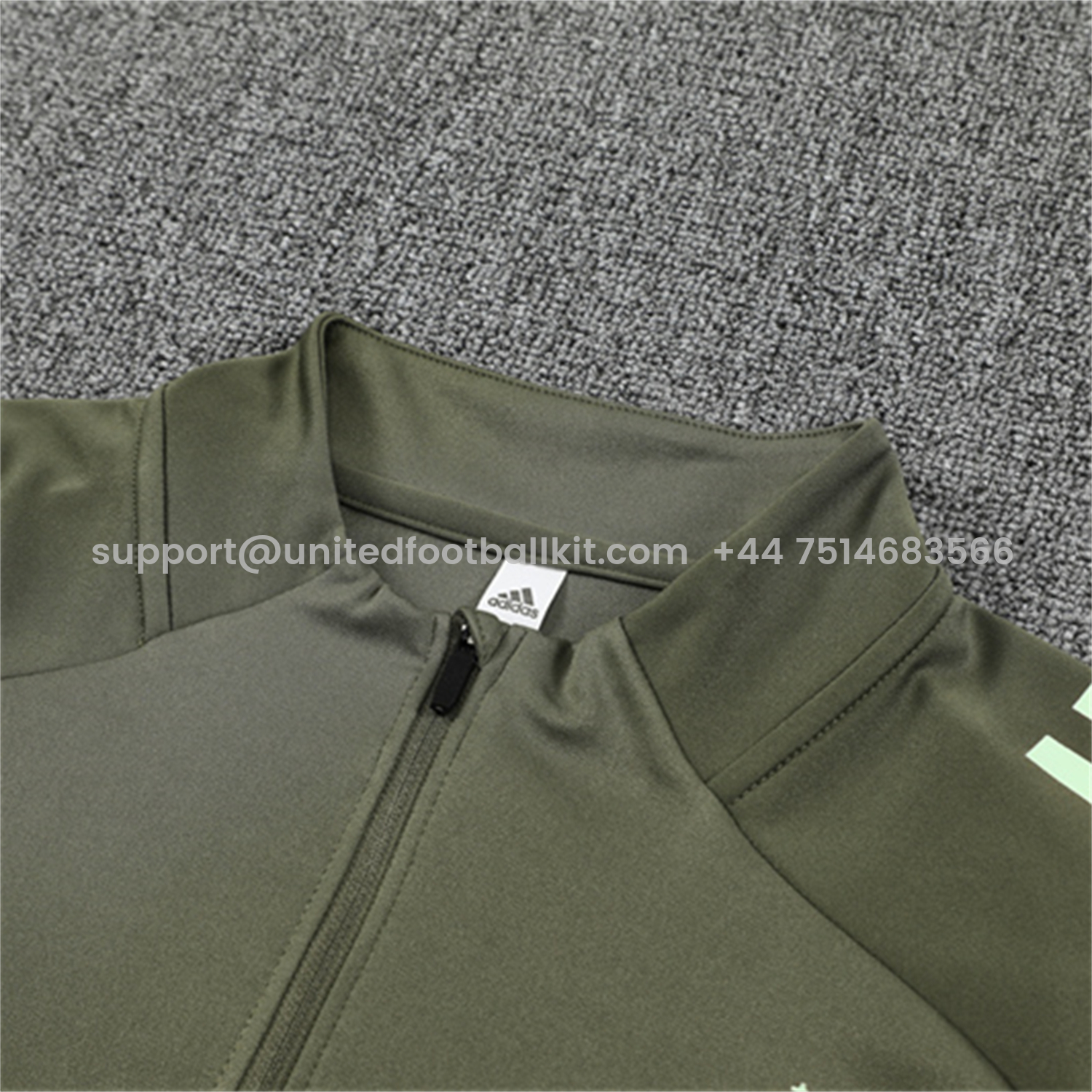 Unitedfootballkit.com | Real Madrid 25-26 Long Sleeve Training Set - Army Green Top & Pants -Customize Name, Number and Patch | Worldwide Shipping